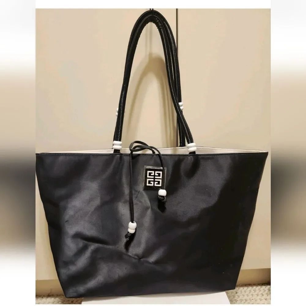 Brand New Givenchy Parfum Black PVC Tote Bag/Shopper White Beads Bold Logo